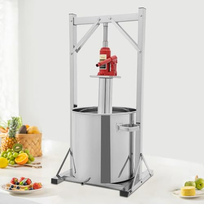 Fruit Wine Press, 36L/9.51Gal Stainless Steel Hydraulic Jack Press Extractor, Manual Juice Maker, Wine Making Equipment Manual Press Machine for Wine and Juice Making - size: 36L/9.51 Gal