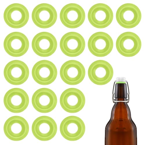 20PCs Dopamine color Silicone Gaskets Washers Seals for Cap Swing Flip Top for Home Brew Beer Soda Bottle Sealing(half cover) (Lime Green) - color: Lime Green
