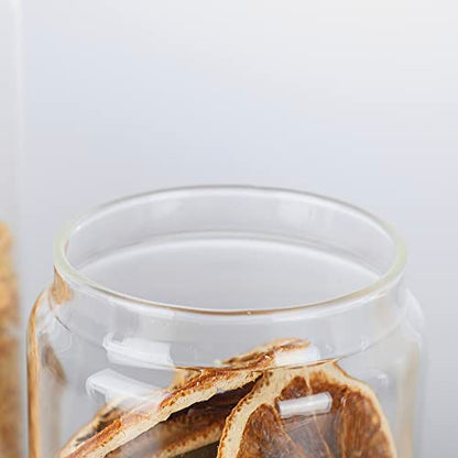 Glass Storage Jars with Wood Lid [Set of 5], Airtight Food Containers Stackable for Coffee Beans| Nuts| Pasta - color: 25oz*2+34oz*2+54oz