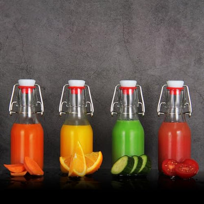 YEBODA 9 Pack 4oz Swing Top Glass Bottles,Small Flip Top Glass bottles with airtight Caps for Home Brewing,Kombucha,2nd Fermentation,Kefir,Beverages,Soda,Oils,Vinegar,Limoncello,Vanilla extract