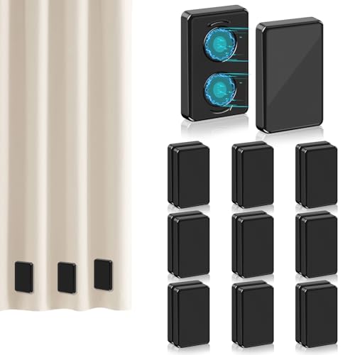 18pcs Outdoor Curtain Weights, Waterproof Magnetic Curtain Weights, Heavy Drapery Weights Bottom, Weighted Magnets for Heavy Wind, Shower Curtain, Garden Flag, Tablecloth (Black, 9pairs) - color: Black-18pcs