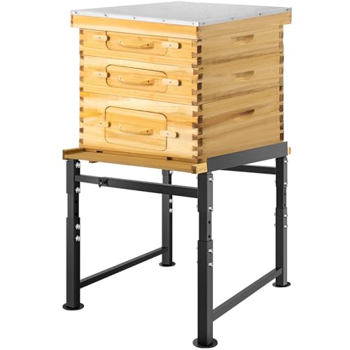 Adjustable Metal Bee Hive Stand, Sturdy Beehive Stand for 8/10 Frame Beehive Box, Easy to Assemble Bee Stand for Beekeeping with Round Base
