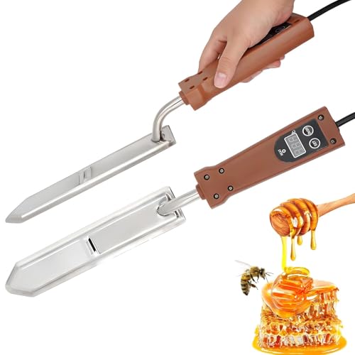 Electric Honey Uncapping Knife, Adjustable 50–180℃ Temperature with Memory Function, Digital Display, Stainless Steel Beekeeping Knife for Honey Frames & Honeycomb