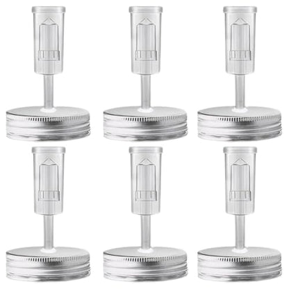Plastic Mason Jar Fermentation Kit, 6 Fermenting Lids with Airlocks, 2.76 Inch Regular Mouth Fermenters for Canning Jars (Jars Not Included)