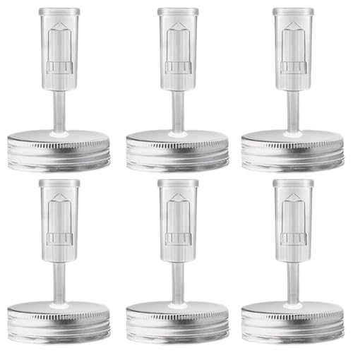 Plastic Mason Jar Fermentation Kit, 6 Fermenting Lids with Airlocks, 2.76 Inch Regular Mouth Fermenters for Canning Jars (Jars Not Included)