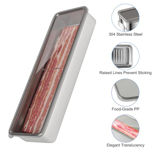 Yeasing Stainless Steel Airtight Cheese Container with Lid - Bacon Holder, 10.5 Inches Long
