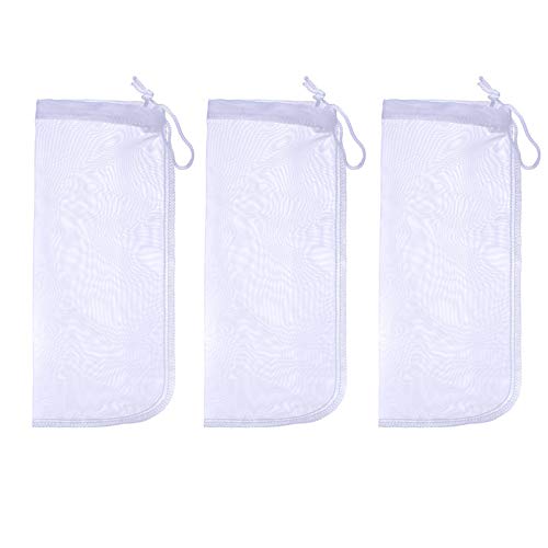 ALEGI 180 Micron Extra Fine Aquarium Filter Media Bag, 10" x 3.9" | Reusable, 3 Pack, Drawstring Mesh, For Very Fine Resins Filter - size: 10"*3.9" (3 pack)