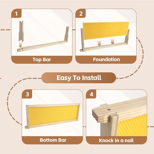 10 Frame Medium Super Box for Honey Bee Hives Beeswax Coated Langstroth Medium Bee Hive Box Includes Beehive Frames and Waxed Foundation Sheets (Unassembled) - size: 10 frame medium super box