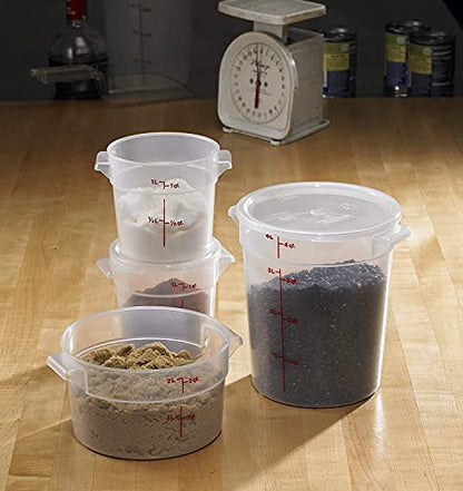 Lumintrail Cambro 2 Quart and 4 Quart Round Food Storage Container, Translucent, with Translucent Lids, Bundle with a Measuring Spoon Set