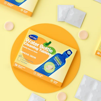 Water Bottle Cleaning Tablets, 36 Pack Bottle Clean Tablet Hydration Bladder Cleansing Tablets,Individually Packed, Orange Flavor - size: 1 Count (Pack of 36)