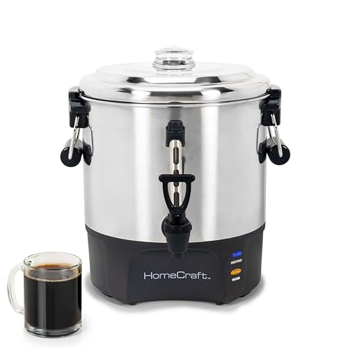 Homecraft 40-Cup Beverage Urn – Quick Brew Stainless Steel Coffee Maker – Drip-Free Spout, Reusable Filter – For Events, Parties, Large Gatherings – Stainless Steel - style: 40 Cup