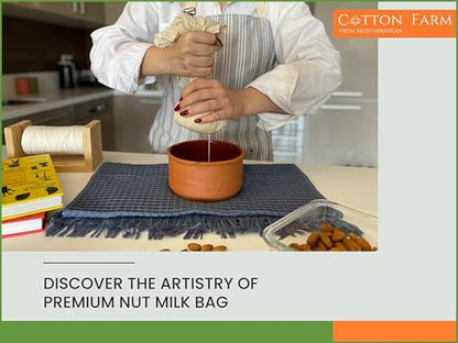 Cotton Farm Nut Milk Bag & Cheese Cloth Bag (Ultra Dense), XL 14 × 14 Inch, 100% Unbleached Cotton Cheesecloth for Precise Food Straining, Washable & Reusable - size: 14 x 14 inch / 2 pieces