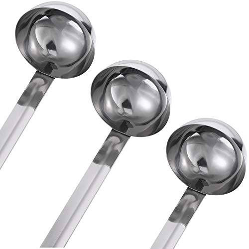 meekoo Stainless Steel Ladle Soup Handle Ladle with Pouring Rim for Kitchen Cooking Soup Sauce - size: 2 oz