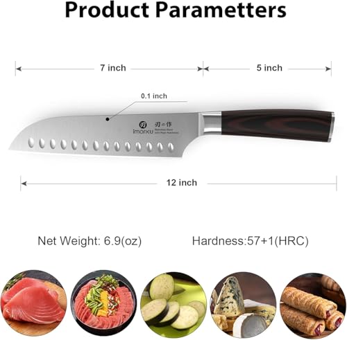 imarku Santoku Knife-Super Sharp Chef Knife Made of High Carbon Stainless Steel, Kitchen Knife with Ergonomic Handle, Great Sharp Knife on Christmas and Birthday for Her Him - color: Brown