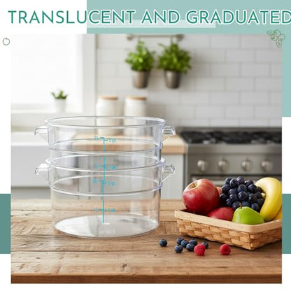 Ziliny 2 Pcs 2 Qt Clear Round Food Storage Container with Lid, Dough Proofing Bucket Clear Translucent Containers with Green Scale Commercial Grade for Pizza Bread Kitchen Organization(Green) - color: Green