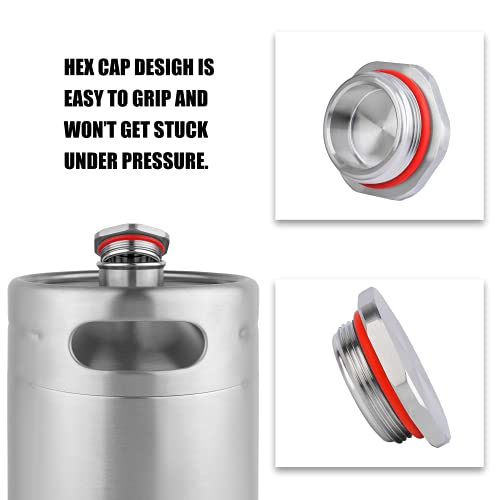 GANCOWISE 64OZ Mini Keg Growler, Pressurized Home Dispenser System with Self-Closing Design Faucet Keeps Carbonation and Fresh for Homebrew, Craft and Draft Beer - size: 64oz