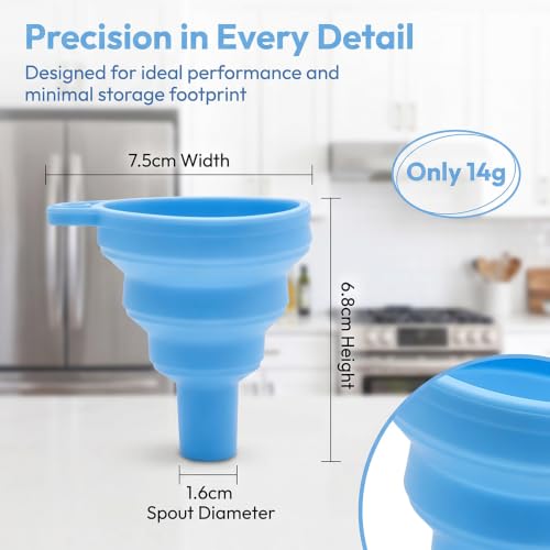Kitchen Funnel 3 Pack - Food Grade Silicone Collapsible Funnel, Funnels for Kitchen Use Filling Bottles, Daily Cooking, and Water or Powder Transfer.Blue - color: 3PCS-Blue