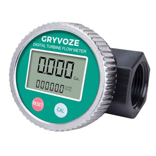1 Inch PP Digital Turbine Flow Meter, 2.6-26 GPM Inline NPT Thread Flowmeter for Urea, Chemicals, Acid and Alkaline Liquids, Water, Diesel, Gasoline, Kerosene, and Other Liquids. - style: Round