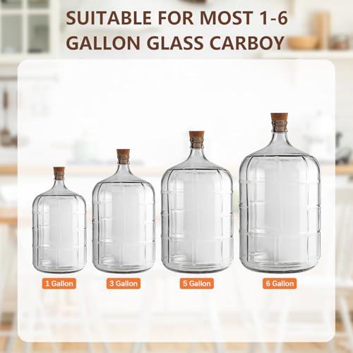 Carboy Cork Stopper with Plastic Funnel and Label Paper, Glass Carboy Cap for 1, 3, 5, 6 Gallon Glass Water Jug, Wood Tapered Fermentation Cap Cork Stoppers (1)