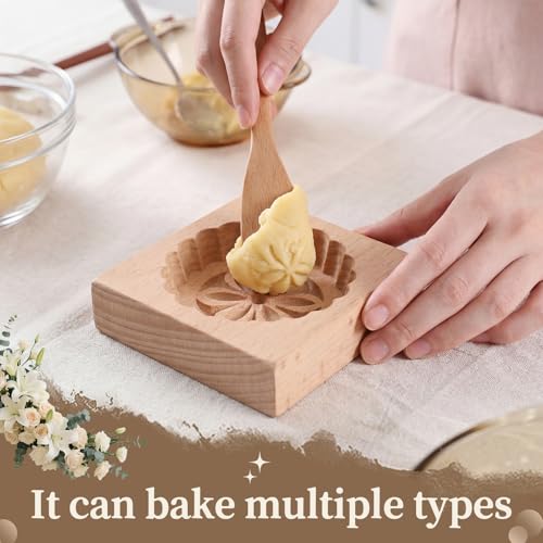 Hushee Flower Butter Mold Decorative Butter Press Wooden Mold for Homemade Cutter Wood Kitchen Accessory & Table for Baking DIY Dairy Making Supplies - style: Flower