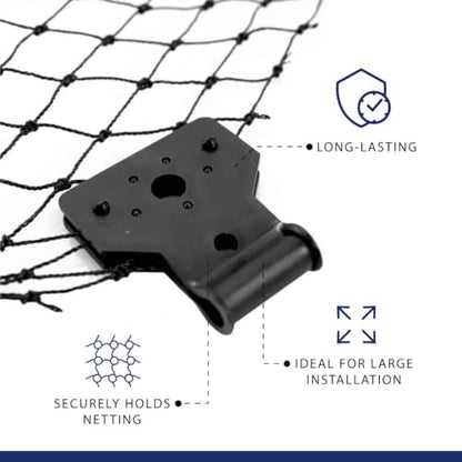 Bird-X Deterrent Netting Hardware, Plastic Clips, 250 Pieces (MTG-CASE), Black