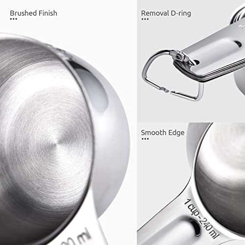 U-Taste Measuring Cups and Spoons Set of 15 : 7 Measuring Cups and 7 Measuring Spoons with 2 D-Rings and 1 Professional Magnetic Measurement Conversion Chart - size: (01) Cup&Spoon Set of 15