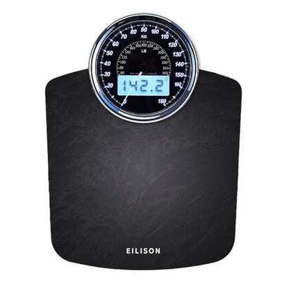 EILISON Highly Advance 2-in-1 Digital & Analog Weighing Scale for Body Weight-400lbs, 4 High Precison GX Sensor Accurate, Thick Tempered Glass, Extra Large Display (New Black) - color: Grey