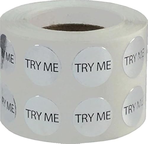 Metallic Silver Try Me Stickers, 1/2 Inch Round, 1000 Labels on a Roll - color: Silver