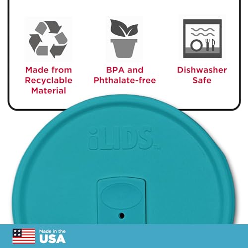 Wide-Mouth Mason Jar Drink Lid - USA Made, BPA-Free, Spill-Resistant for Coffee, Cold Brew & Iced Tea - Fits 3 3/8 in Ball & Kerr Wide Mouth - Pack of 2 - color: Aqua Blue