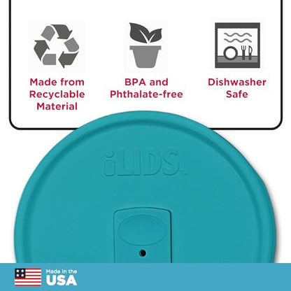 Wide-Mouth Mason Jar Drink Lid - USA Made, BPA-Free, Spill-Resistant for Coffee, Cold Brew & Iced Tea - Fits 3 3/8 in Ball & Kerr Wide Mouth - Pack of 2 - color: Aqua Blue