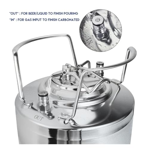 10L Cornelius Keg Kit, 2.5 Gallon 304 Stainless Steel Beer Keg Beverage Container with Beer Tap, Mini CO2 Charger Regulator and 0.6L Empty Soda Bottle for Homebrewing, Carbonation & Fermentation