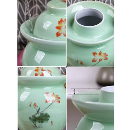 GVILTY Large Ceramic Pickle Jar with Lids, Green Traditional Chinese Porcelain Pickle Jar,Ceramic Fermentation Crock with Water Seal Airlock Lid,Sauerkraut Crock 7kg - size: 7kg