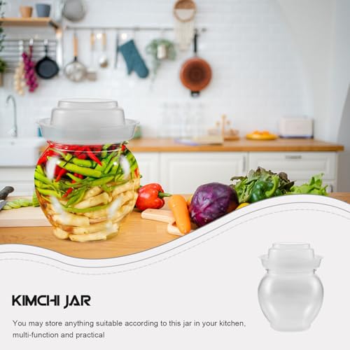 Airtight Sealed Pickle Jar with Transparent Lid and Inner Cover Multi-function Fermentation Container for Kimchi Pickles Dried Fruit Storage Easy-clean Reusable Kitchen Storage Jar