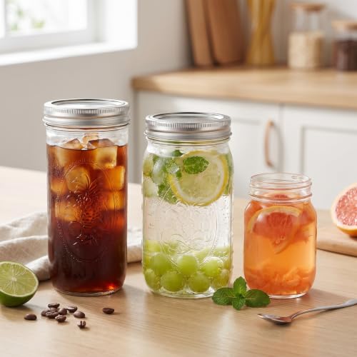 CycleMore Mason Jars Bundle, 12 Pack J Canning Jars With Bands and Lids, Ideal for Jam, Honey, Wedding/Shower Favors, DIY & Oats - 32 OZ x 4, 24 OZ x 4, 16 OZ x 4 (16oz - 24oz - 32oz) - size: Mixed Size Bundle