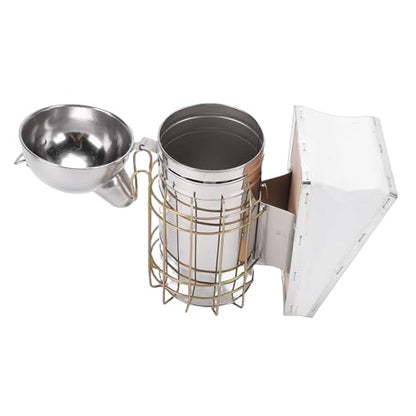 ANGGREK Bee Smoker, Stainless Steel Beekeeping Tool with Heat Guard, Safe to Use for Novice and Experienced Beekeepers (Round Nozzle 800g A)