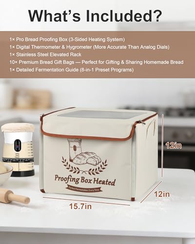 Coco Bird Bread Proofing Box with Window & 50oz Sourdough Starter Kit - Precise Temp Control (55-133°F) Fermentation Station with Large Glass Jar, Professional Sourdough Making Kit