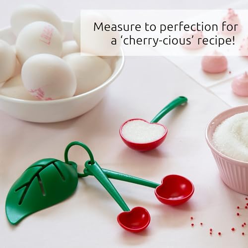 OTOTO Measuring Cups Set - Teaspoons for Dry & Liquid Ingredients, BPA-free & Dishwasher Safe, Funny Gifts, Baking Accessories, Unique Kitchen Gadgets (Mon Cherry) - style: Mon Cherry