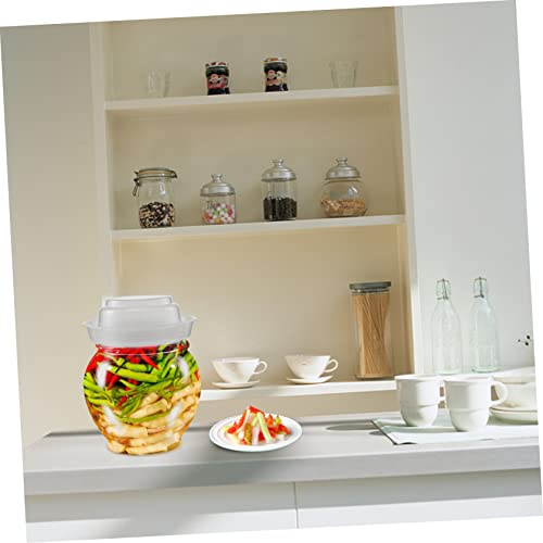Unomor Kitchen Sealed Pickle Jar Airtight Fermenting Container for Kimchi Storage Jar Inner Lid for Dried Fruits Honey