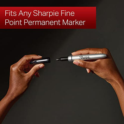 Sharpie Permanent Markers with Stainless Steel Marker Case Fine Point Black 6 Count - size: 6 Count (Pack of 1)