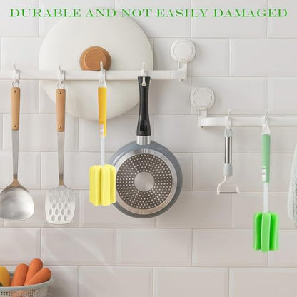 3PCS Adjustable Sponge Cleaning Brush Long Handle Bottle Scrubber Soft for Coffee Glasses Pot Milk Cup Mugs Winebottle Baby Narrow Neck Bottles Random Color