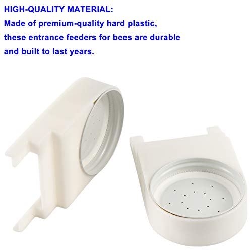 12 Pack Bee Feeders, 5.1 x 3.15 Inch Plastic Entrance Feeders for Beehives, Beekeeping Supplies Jar Feeders with Perforated Lids for Mason Plastic Glass Jars, Sugar Syrup Water Dispenser