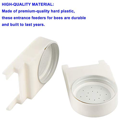 12 Pack Bee Feeders, 5.1 x 3.15 Inch Plastic Entrance Feeders for Beehives, Beekeeping Supplies Jar Feeders with Perforated Lids for Mason Plastic Glass Jars, Sugar Syrup Water Dispenser