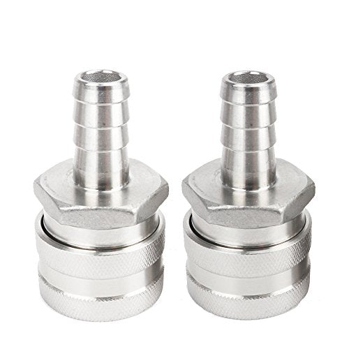 2 Pack 1/2" Barb Female Stainless Steel Quick Disconnect Home Brew Fitting Connector Homebrewing