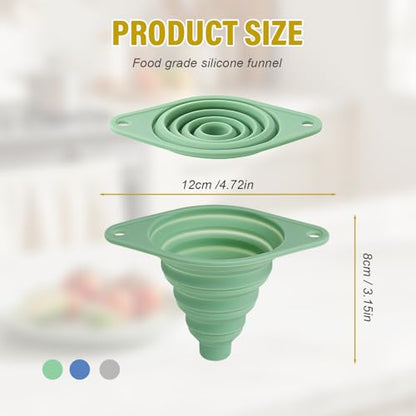 Kitchen Funnel Set 3 Pack, Food Grade Silicone Collapsible Funnel,Small Funnels for Filling Small Bottles, Easy Clean & Space-Saving ﻿ (3Pcs) - color: 3PCS