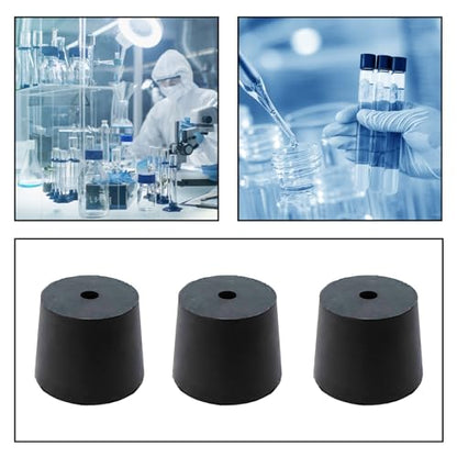 6Pcs Solid Rubber Stopper Bungs with Hole 26mm to 32mm Solid Test Tubes Bungs Stopper for Flask, Plug Holes and Test Tube(Black) - size: 26mm to 32mm