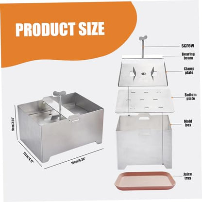 Cheese Press,Tofu Press, Stainless Steel Tofu Presses, Adjustable Paneer Maker with Drain Hole and Drip Tray, Cheese Press for Making 1kg Tofu
