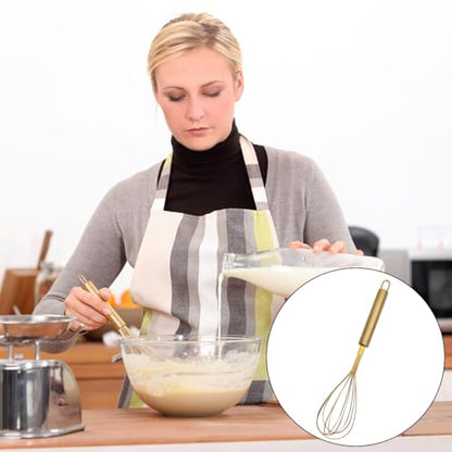 Gold Flour Sifter Baking Tool Set, findTop Stainless Steel 4-Piece Kit with 10" Whisk, Dough Scraper & 5 Measuring Spoons, Mirror Polished, Easy to Clean, for Cake Bread Cookie Prep