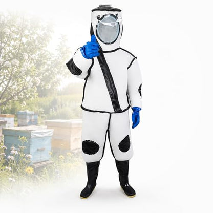 Beekeeping Suit with Electric Fan, Wasps Protective Clothing with Shoes and Glove, Fan Protective Onesie, Thick Full Body Clothing, for Backyard Professional and Beginner Beekeepers - size: X-Large