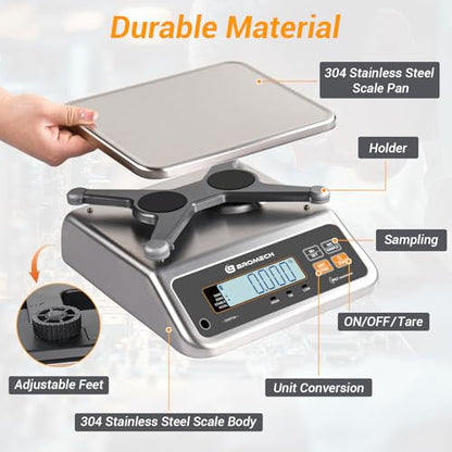 Food Scale Pound and Ounce, Rechargable, Commercial Grade, Stainless Steel Platform, for Meat Shop, Deli, Produce Market (66lb)