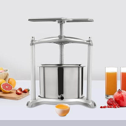 6 L Fruit Wine Press Machine, Stainless Steel Manual Press Machine with T-Handle for Cider Tincture Cheese Herb Vegetables